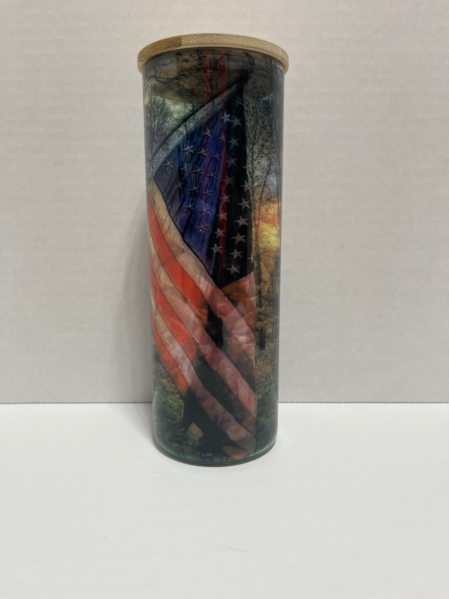 20 oz glass American flag