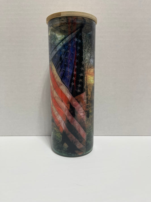 20 oz glass American flag